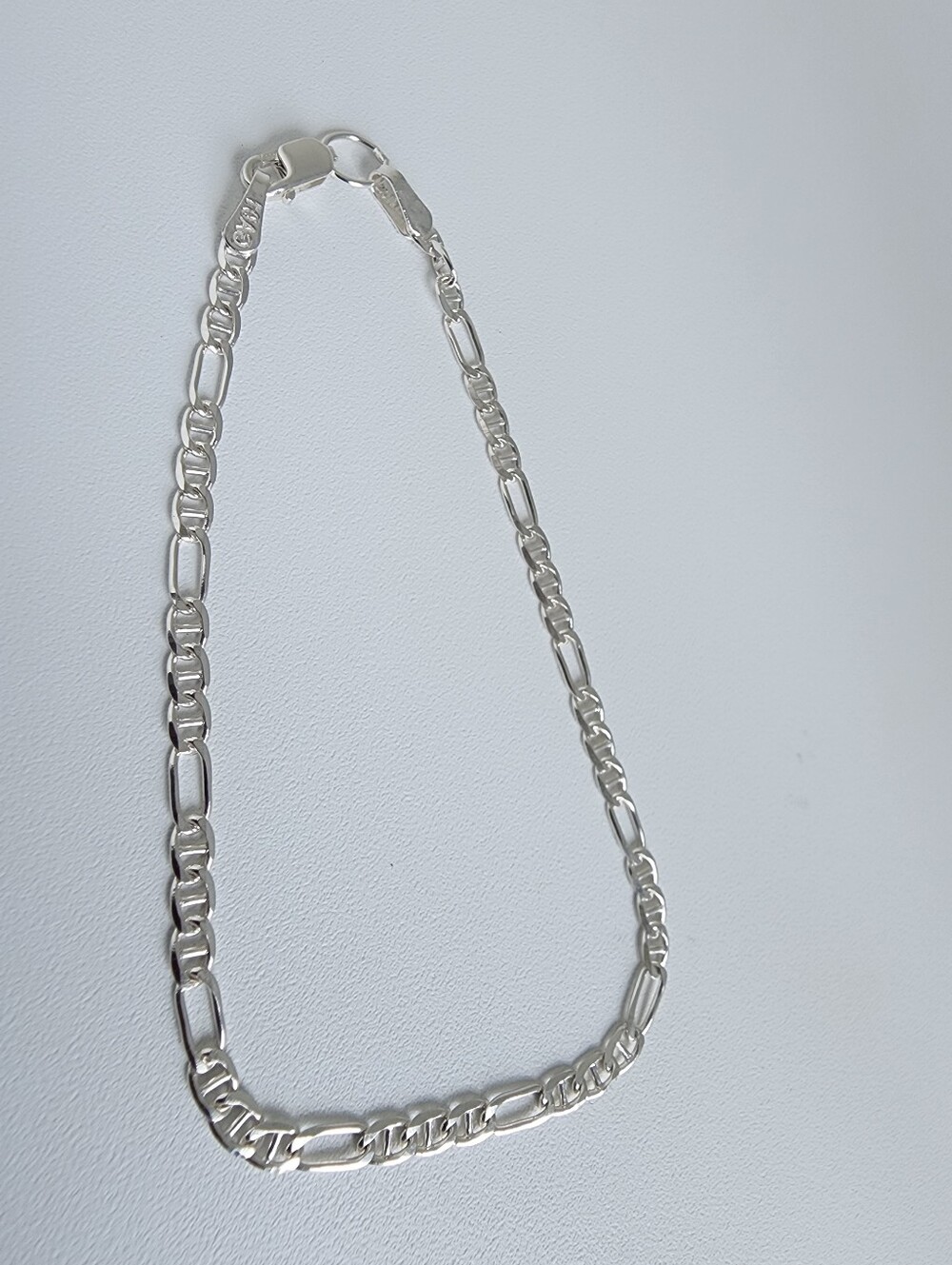 Mexican Sterling Silver 925 Figaro Bracelet 7" Unisex Italy Style